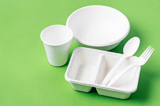 istock Eco friendly biodegradable paper disposable for packaging food and paper glass 1309067910