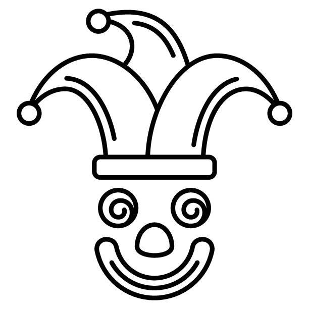 medieval błazen hat concept, cyrk i park rozrywki rzeczy na białym bakcground, fools headwear vector icon design - bakcground stock illustrations