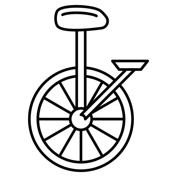 Vector illustration of unicycle vehicle concept, circus and amusement park things on white bakcground, one wheel bike vector icon design