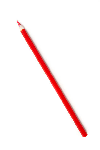 istock Red color pencil seen from a high angle on a white background 1309071075