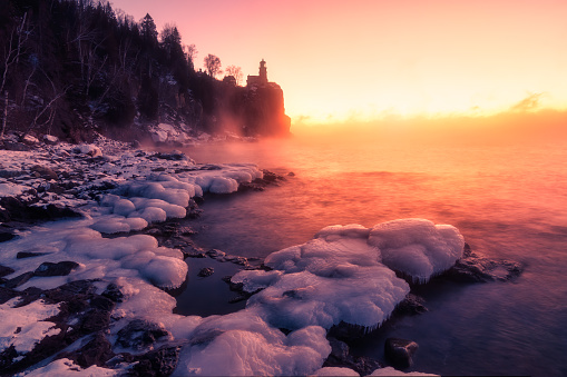 split rock lighthouse during sunrise