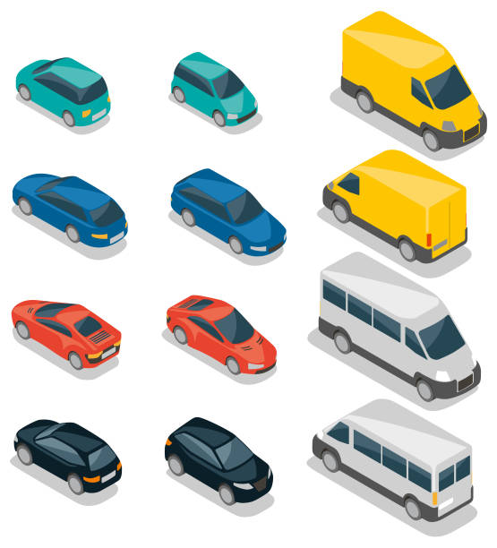 illustrazioni stock, clip art, cartoni animati e icone di tendenza di auto isometriche - autobus italy