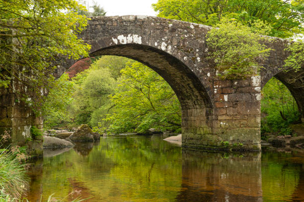 istock Medieval old stone bridge over an idyllic small river in a green landscape 1309076996