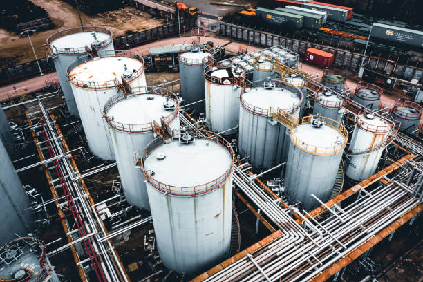 istock Aerial view oil refinery 1309077673
