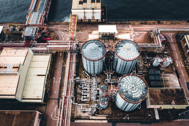 istock Aerial view oil refinery 1309077759