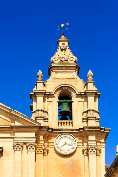 Collegiate Parish Church of St Paul's Shipwreck in Valetta, Malta Malta Valletta May. 11, 2019: Details and of the façade of the Collegiate Parish Church of St Paul's Shipwreck st paul cathedral la valletta malta island stock pictures, royalty-free photos & images