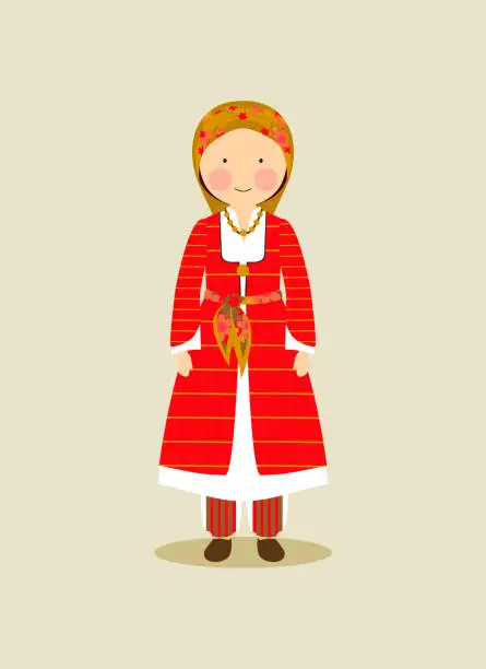 Vector illustration of Cypriot traditional clothing for women