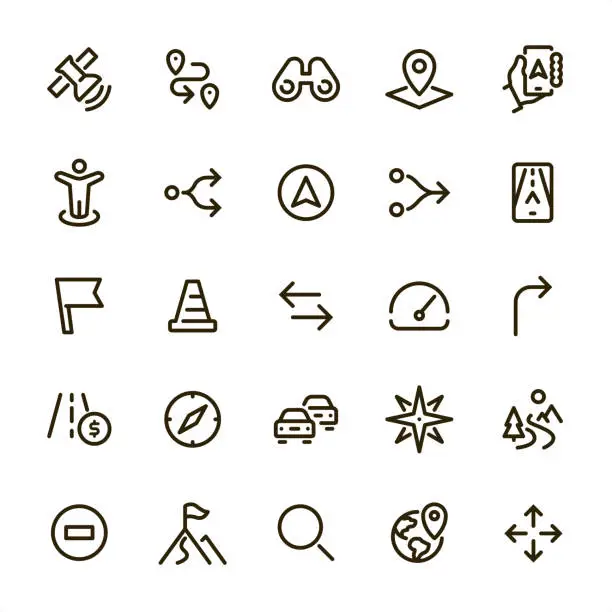 Vector illustration of Navigation - Pixel Perfect line icons