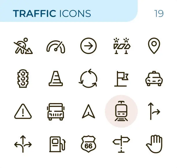 Vector illustration of Traffic - Pixel Perfect Unicolor line icons