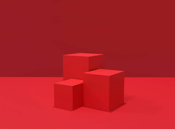 istock Blank red product presentation stands on the red background 1309084263