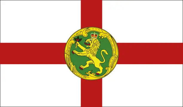 Vector illustration of Highly Detailed Flag Of Alderney - Alderney Flag High Detail - Vector of Alderney flag. EPS, Vector