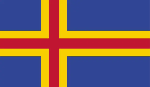 Vector illustration of Highly Detailed Flag Of Aland - Aland Flag High Detail - Vector of Aland flag. EPS, Vector