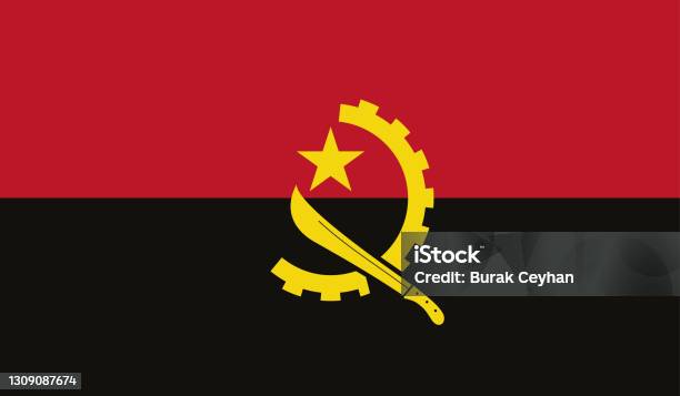 Highly Detailed Flag Of Angola Angola Flag High Detail Vector Of Angola Flag Eps Vector - Arte vetorial de stock e mais imagens de Angola