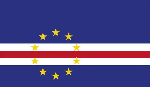 Vector illustration of Highly Detailed Flag Of Cape Verde - Cape Verde Flag High Detail - Vector of Cape Verde flag. EPS, Vector