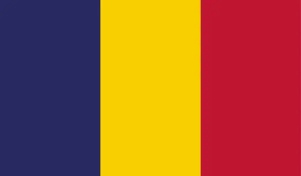 Vector illustration of Highly Detailed Flag Of Chad - Chad Flag High Detail - Vector of Chad flag. EPS, Vector