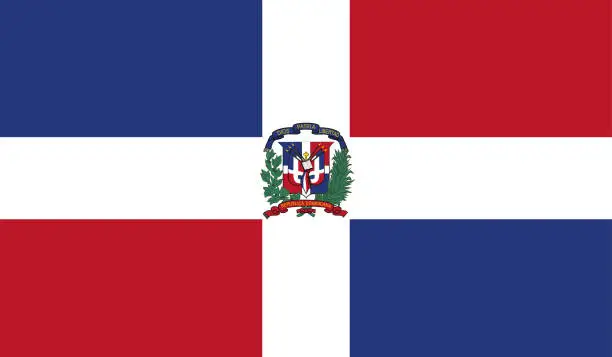 Vector illustration of Highly Detailed Flag Of Dominican Republic - Dominican Republic Flag High Detail - Vector of Dominican Republic flag. EPS, Vector