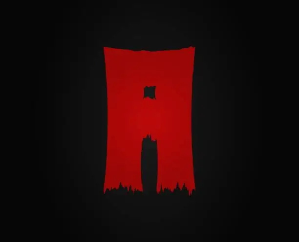 Vector illustration of A letter horror bloody, scary. Insane Fear brutal, scream font. Wicked night theme style design