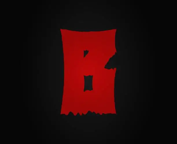 Vector illustration of B letter horror bloody, scary. Insane Fear brutal, scream font. Wicked night theme style design