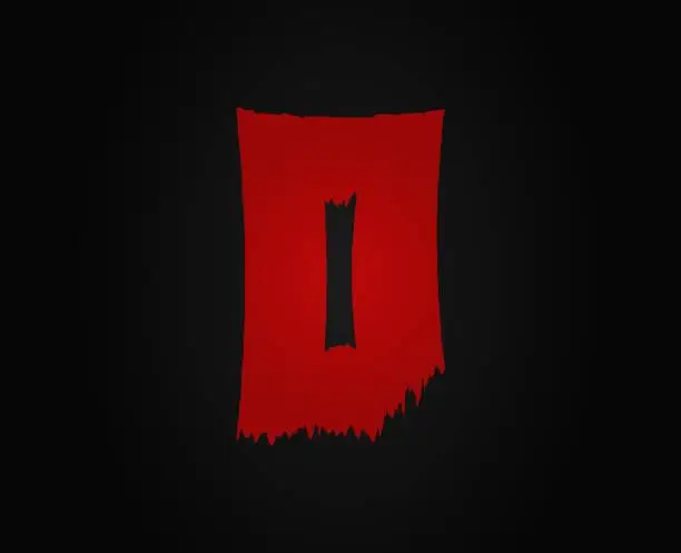 Vector illustration of D letter horror bloody, scary. Insane Fear brutal, scream font. Wicked night theme style design