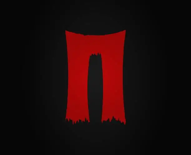 Vector illustration of N letter horror bloody, scary. Insane Fear brutal, scream font. Wicked night theme style design