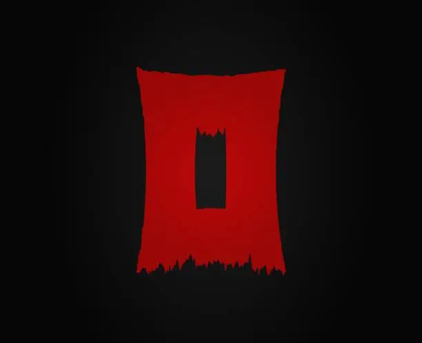 Vector illustration of O letter horror bloody, scary. Insane Fear brutal, scream font. Wicked night theme style design