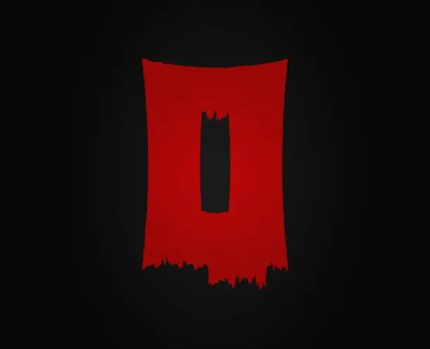 Vector illustration of Q letter horror bloody, scary. Insane Fear brutal, scream font. Wicked night theme style design