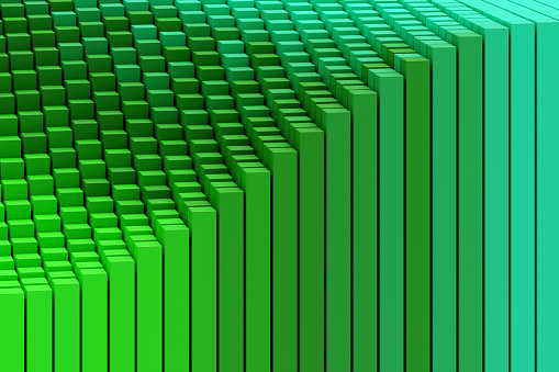 Bars rising like a graph with 3 dimensional background. 3D illustration
