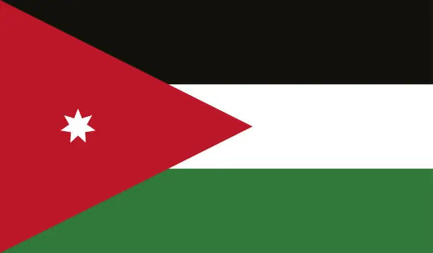 Vector illustration of Highly Detailed Flag Of Jordan - Jordan Flag High Detail - National flag Jordan - Vector of Jordan flag, EPS, Vector