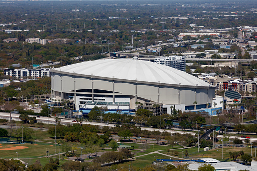 Aerial view of Tropicana Field St Petersburg Florida photograph taken March 2021