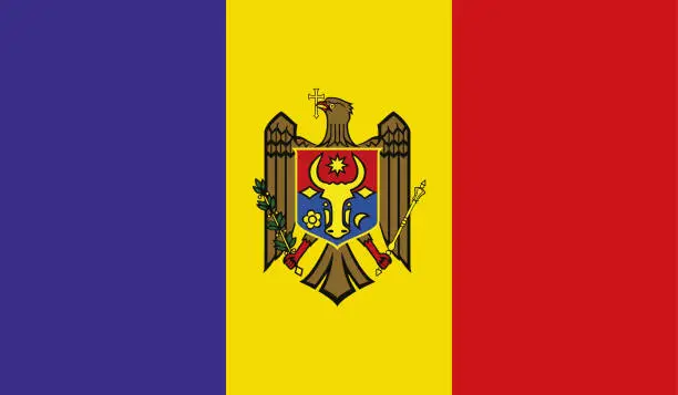 Vector illustration of Highly Detailed Flag Of Moldova - Moldova Flag High Detail - National flag Moldova - Vector of Moldova flag, EPS, Vector