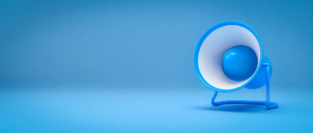 istock blue Alert Megaphone loudspeaker alarm isolated - speaker horn 1309096182