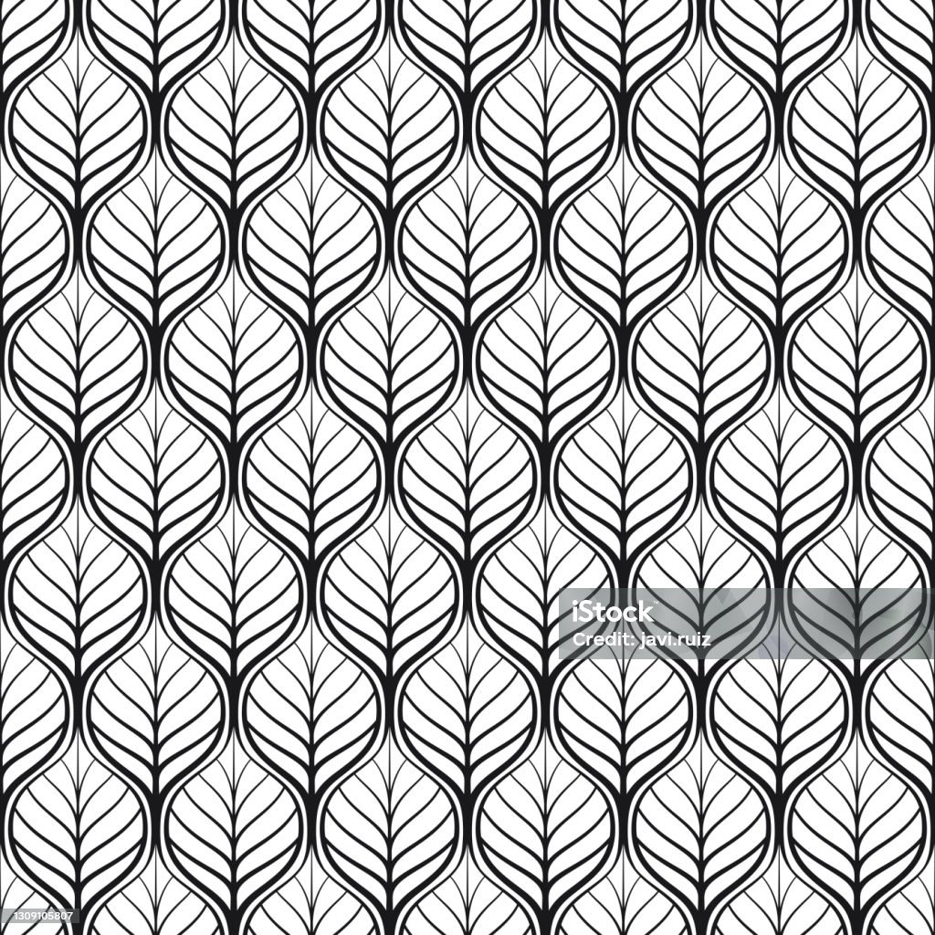 Leaf Deco Pattern Artdeco Pattern Leaves Stock Illustration - Download Image Now - Leaf ...