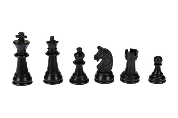 검은 체스 조각. 흰색 배경에서 격리됩니다. - chess defending chess piece chess board 뉴스 사진 이미지