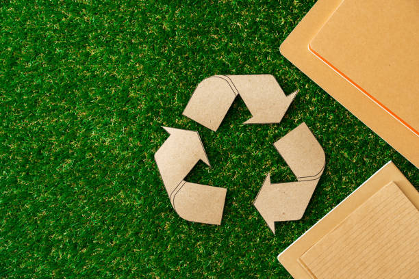 istock Craft paper on grass, recycling concept, top view 1309106599