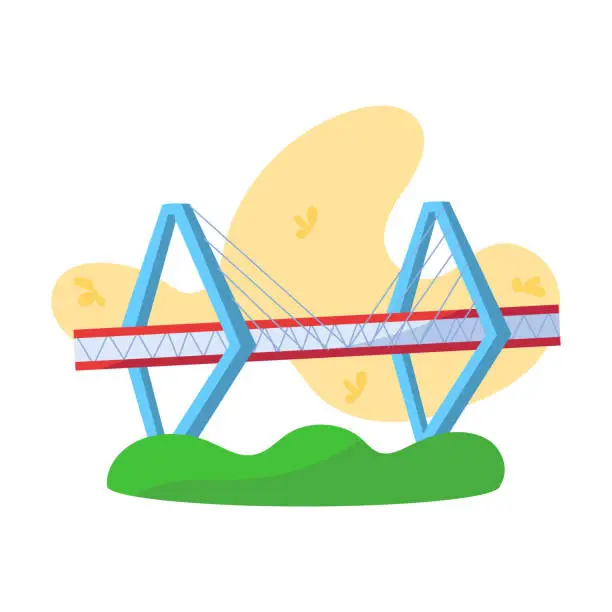 Vector illustration of Isolated suspension bridge