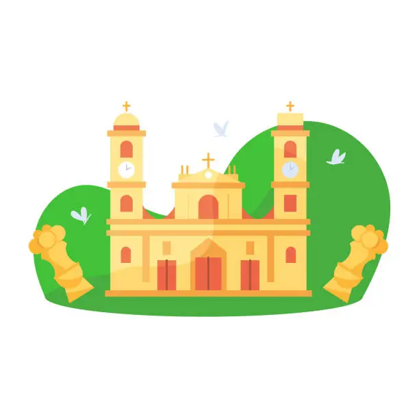 Vector illustration of Typical Colombian church or cathedral