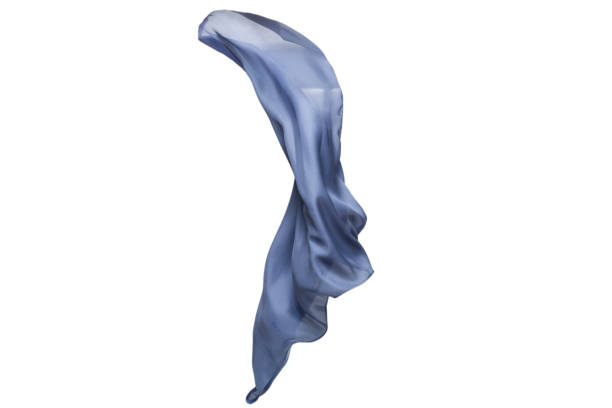 istock Flowing blue silk scarf isolated on white background. 1309107155