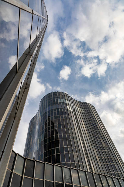 istock Beautiful and modern blue glass facade 1309107676