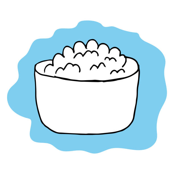 Cottage cheese in bowl isolated on white. Tasty breakfast. Simple vector illustration in cartoon doodle style. Time for lunch, healthy nutrition. Cottage cheese drawn vector illustration. Vector template Cottage cheese in bowl isolated on white. Tasty breakfast. Simple vector illustration in cartoon doodle style. Time for lunch, healthy nutrition. Cottage cheese drawn vector illustration. Vector template. cottage cheese stock illustrations