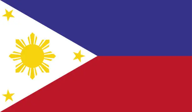 Vector illustration of Highly Detailed Flag Of Philippines - Philippines Flag High Detail - National flag Philippines - Vector of Philippines flag, EPS, Vector