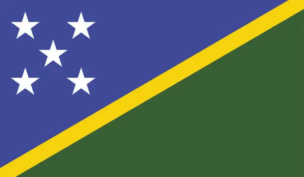 Vector illustration of Highly Detailed Flag Of Solomon Islands - Solomon Islands Flag High Detail - National flag Solomon Islands - Vector of Solomon Islands flag, EPS, Vector