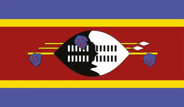 Vector illustration of Highly Detailed Flag Of Swaziland - Swaziland Flag High Detail - National flag Swaziland - Vector of Swaziland flag, EPS, Vector