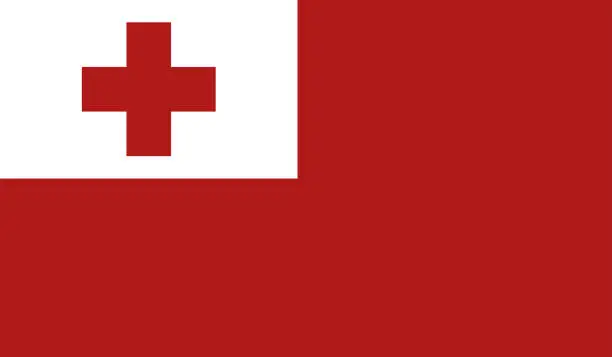 Vector illustration of Highly Detailed Flag Of Tonga - Tonga Flag High Detail - National flag Tonga - Vector of Tonga flag, EPS, Vector