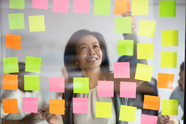 istock Happy middle aged korean female project manager organizing effective workflow. 1309116040