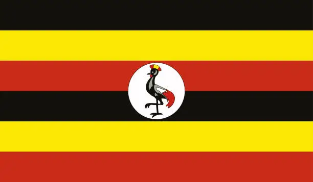 Vector illustration of Highly Detailed Flag Of Uganda - Uganda Flag High Detail - National flag Uganda - Vector of Uganda flag, EPS, Vector