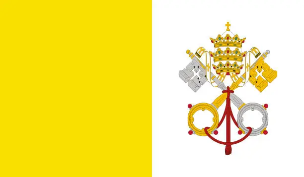 Vector illustration of Highly Detailed Flag Of Vatican City Holy See - Vatican City Holy See Flag High Detail - National flag Vatican City Holy See - Vector of Vatican City Holy See flag, EPS, Vector