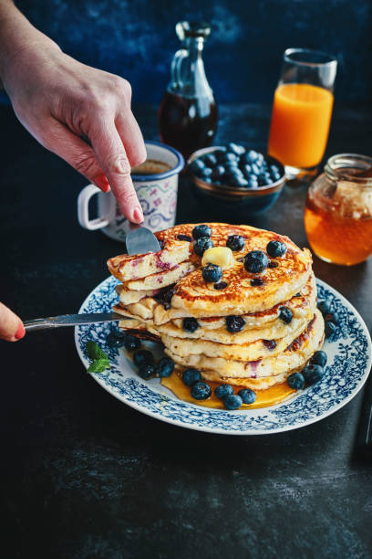 istock Stack of Blueberry Pancakes with Butter 1309121981