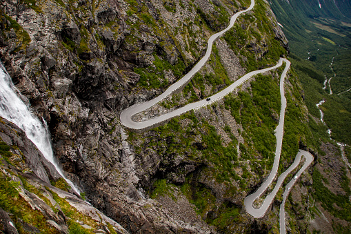 Iconic serpentines of Trollstigen mountain road, Norway
