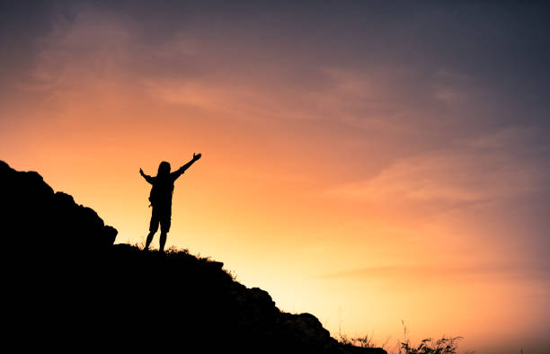 istock Man hiker feeling happy and inspired. 1309122187