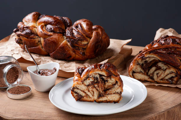istock Chocolate Babka or Brioche Bread. Stuffed with hazelnut cream. 1309123347